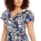 INC International Concepts Women's Floral Print Wrap Dress Navy  Floral  Size Petite XL