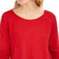 Style & Co Women's Cotton High-Low Top  Red Size XS