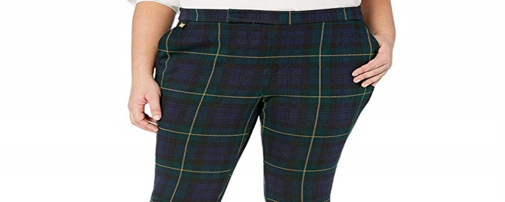 Ralph Lauren Women's Plus Plaid Jacquard Pants Black Size 2XL