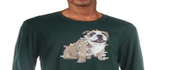 Club Room Men's Christmas Bulldog Graphic Holiday T-Shirt Green Size X-Large