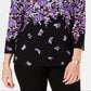 Karen Scott Women's Petite Printed 3/4-Sleeve Sweater Black Size Petite Small
