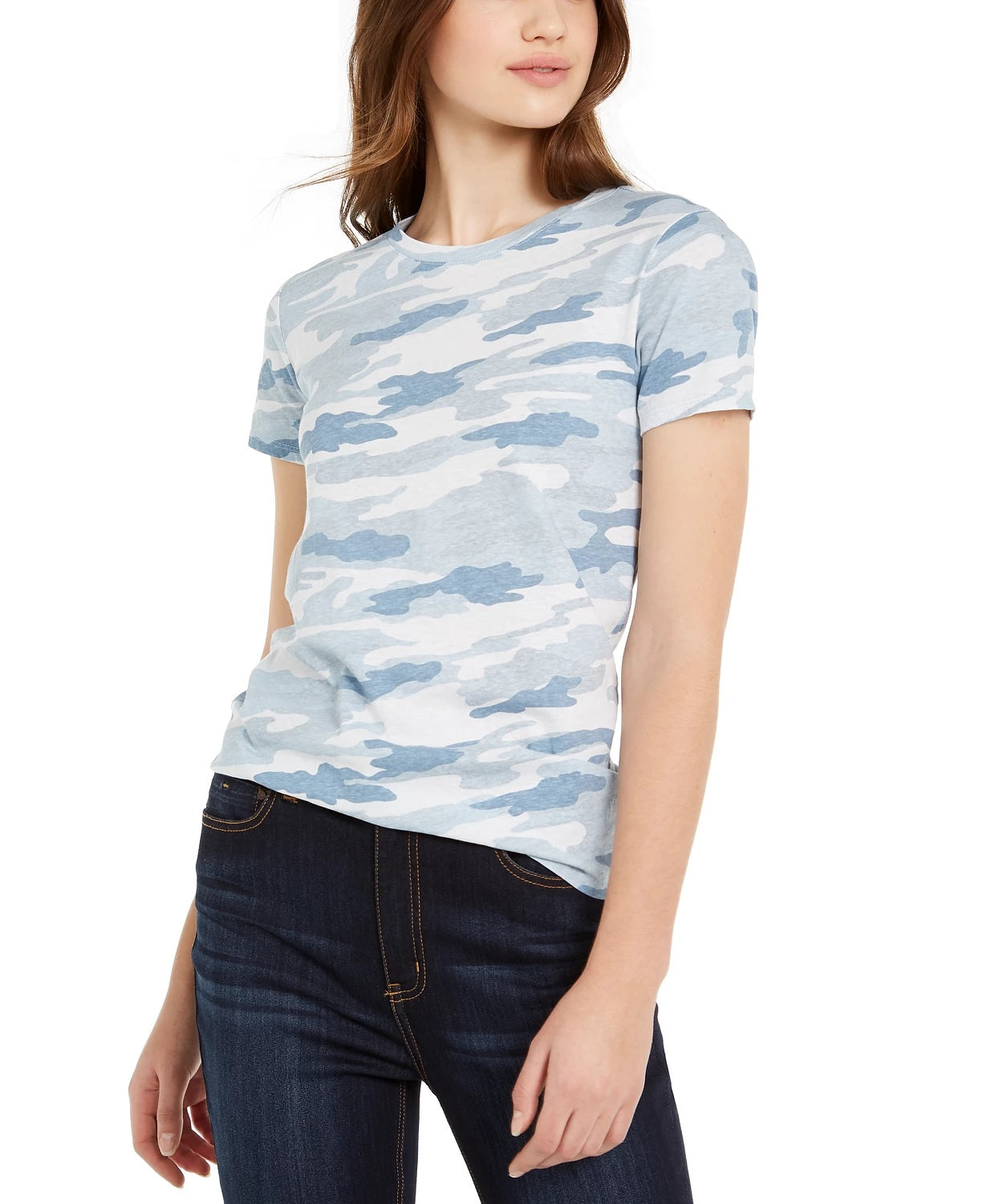 Lucky Brand Women's Camo Graphic T-Shirt Blue Size X-Small