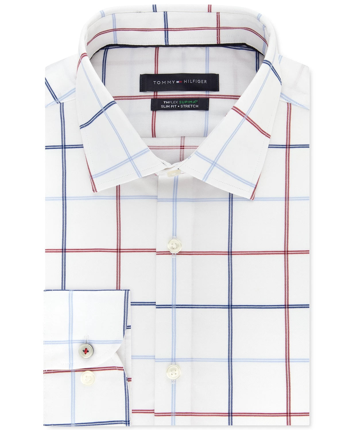 Tommy Hilfiger Men's Slim-Fit Check Dress Shirt Red Size 34-35