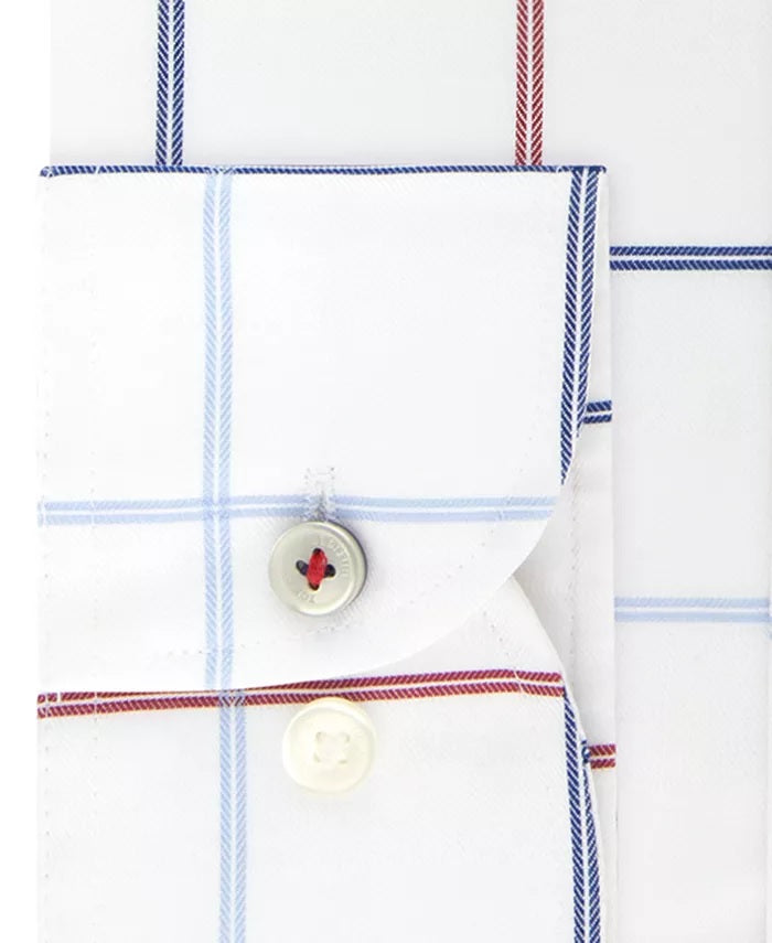 Tommy Hilfiger Men's Slim-Fit Check Dress Shirt Red Size 34-35