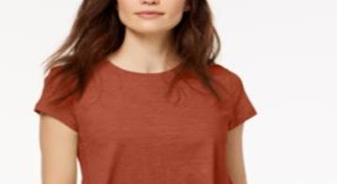 Style & Co Women's Handkerchief Hem T-Shirt Copper Size X-Small