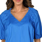 Alfani Women's V Neck Smocked Blouse Blue Size X-Large