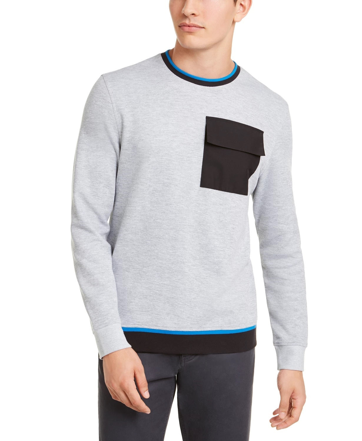 Alfani Men's Utility Pocket Crewneck Sweatshirt Gray Size Medium