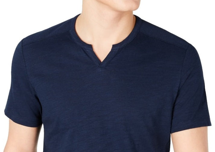 INC International Concepts Men's Ribbed Split Tee Blue Size XXL