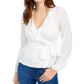 Q & A Women's Ruffle Faux-Wrap Blouse White Size X-Large