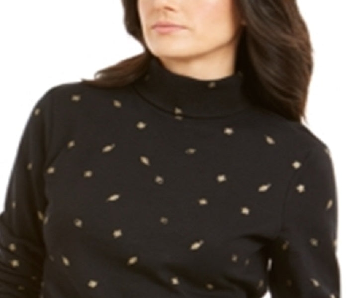 Karen Scott Women's Autumn Wind Turtleneck Sweatshirt Black Size M
