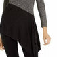 Alfani Women's Colorblocked Asymmetrical Sweater Black Size Petite XL