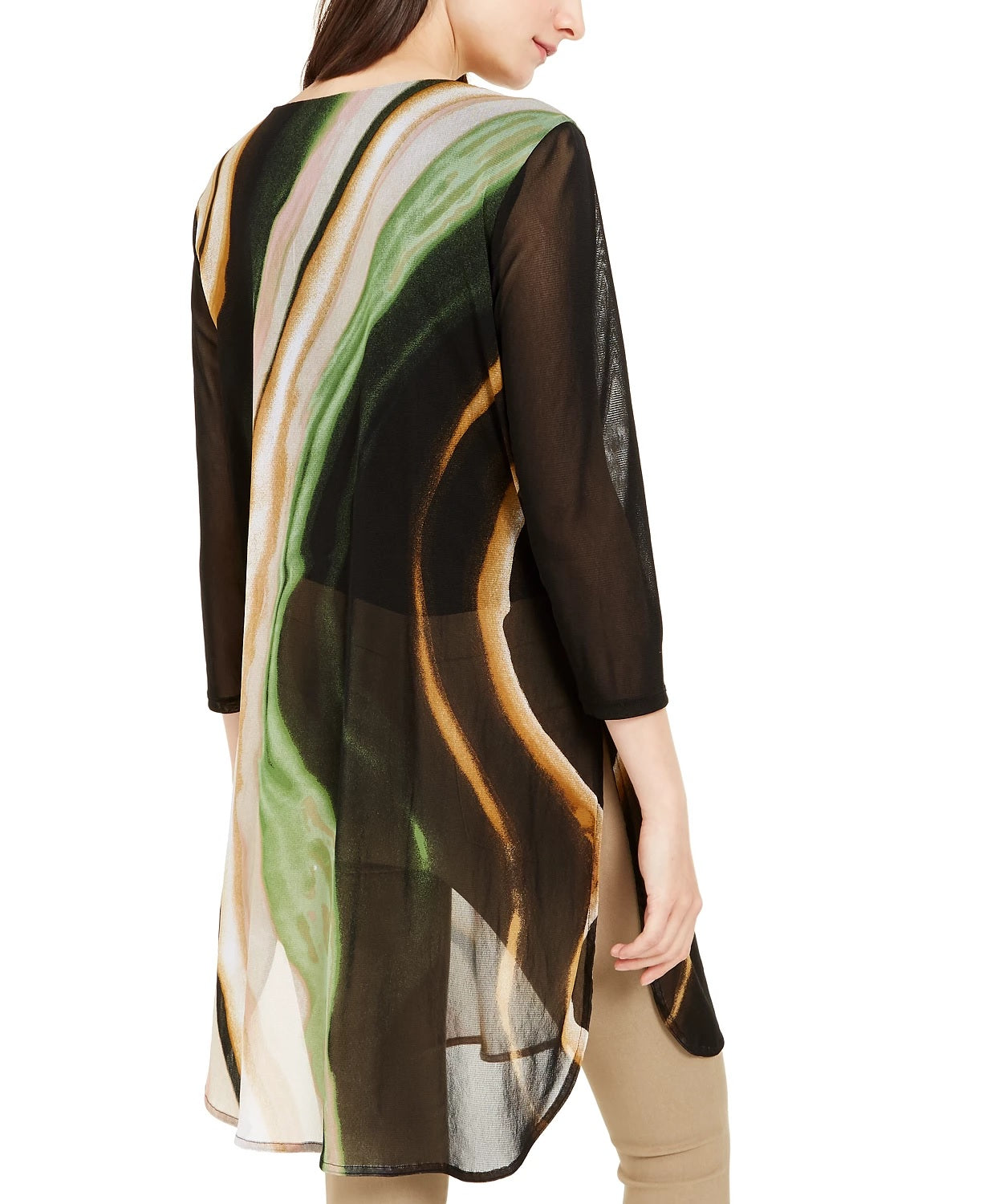 Alfani Women's Petite Printed Tunic Top Green Size Petite