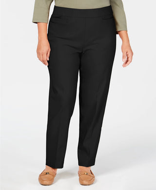 Alfred Dunner Women's Plus Size Classic Allure Tummy Control Pull-On Pants Black Size 22W
