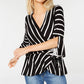 BCX Juniors' Striped Wrap Top Black Size Small