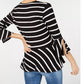 BCX Juniors' Striped Wrap Top Black Size Small