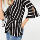 BCX Juniors' Striped Wrap Top Black Size Small