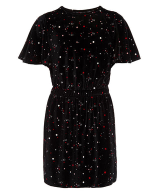 Calvin Klein Big Girls Velour Flutter-Sleeve Dress Black Size 12-14