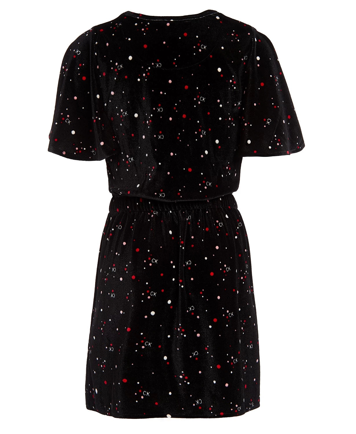 Calvin Klein Big Girls Velour Flutter-Sleeve Dress Black Size 12-14