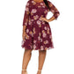 Love Squared Women's Plus Size Sweetheart Floral Swiss-Dot Dress Red Size 2X