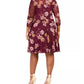 Love Squared Women's Plus Size Sweetheart Floral Swiss-Dot Dress Red Size 2X