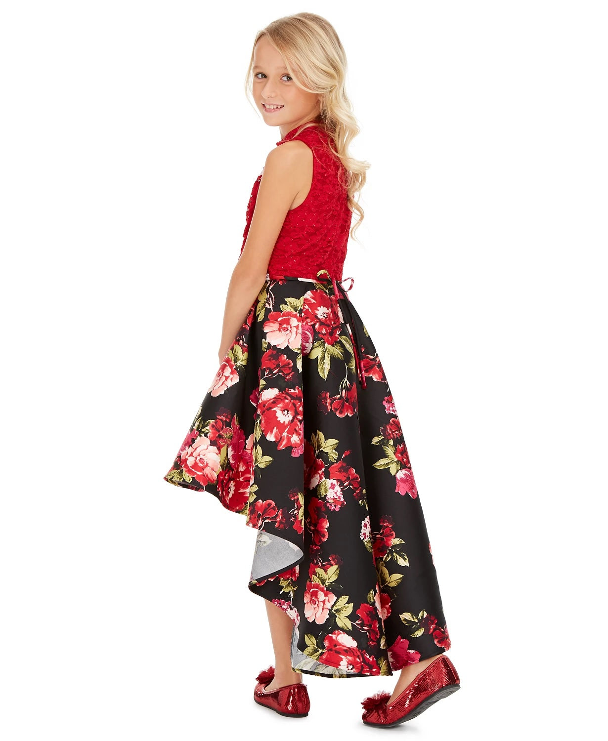 Speechless Big Girls Lace High-Low Dress Black Size 7