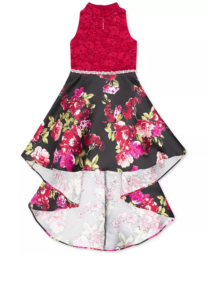 Speechless Big Girls Lace High-Low Dress Black Size 7