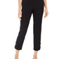 JM Collection Women's Tummy-Control Leopard Ladder-Hem Ankle Pants Black Size Small