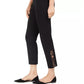 JM Collection Women's Tummy-Control Leopard Ladder-Hem Ankle Pants Black Size Small