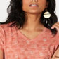 Style & Co Women's Cotton Printed V Neck T-Shirt Coral Size Petite M