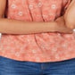 Style & Co Women's Cotton Printed V Neck T-Shirt Coral Size Petite M