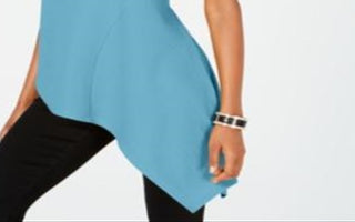 Alfani Women's Asymmetrical Hem Top Blue Size Petite XL