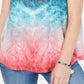 Style & Co Women's V Neck Printed Tank Top Blue Multi  Size -PP