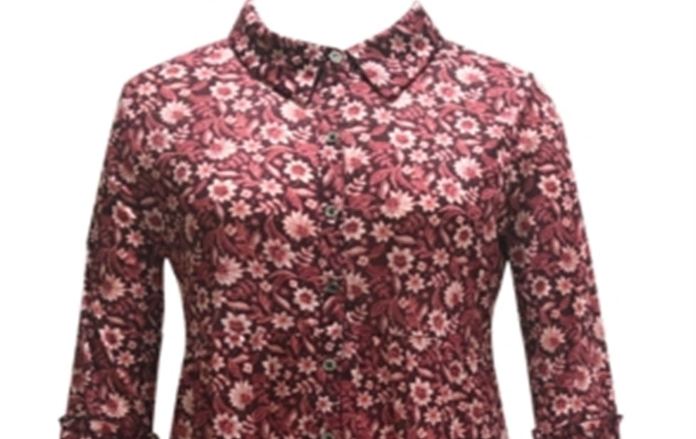 Style & Co Women's Floral Print Tunic Wine Size Large