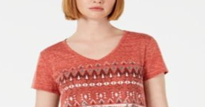 Style & Co Women's Graphic T-Shirt Copper  Size Petite XL
