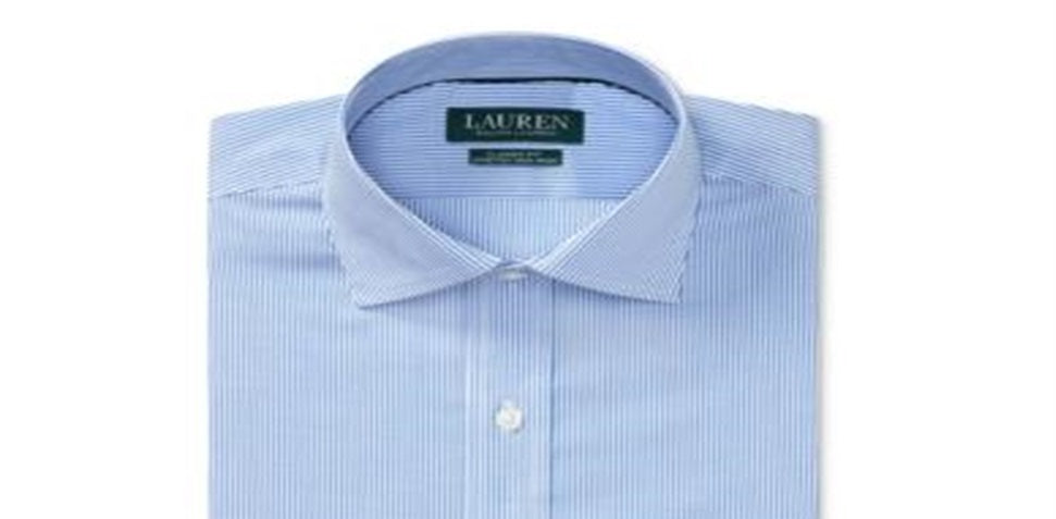 Ralph Lauren Men's Non Iron Classic Fit Stretch Poplin Dress Shirt Blue Size L