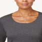 Karen Scott Women's Cotton Scoop Neck Top Black Size Large