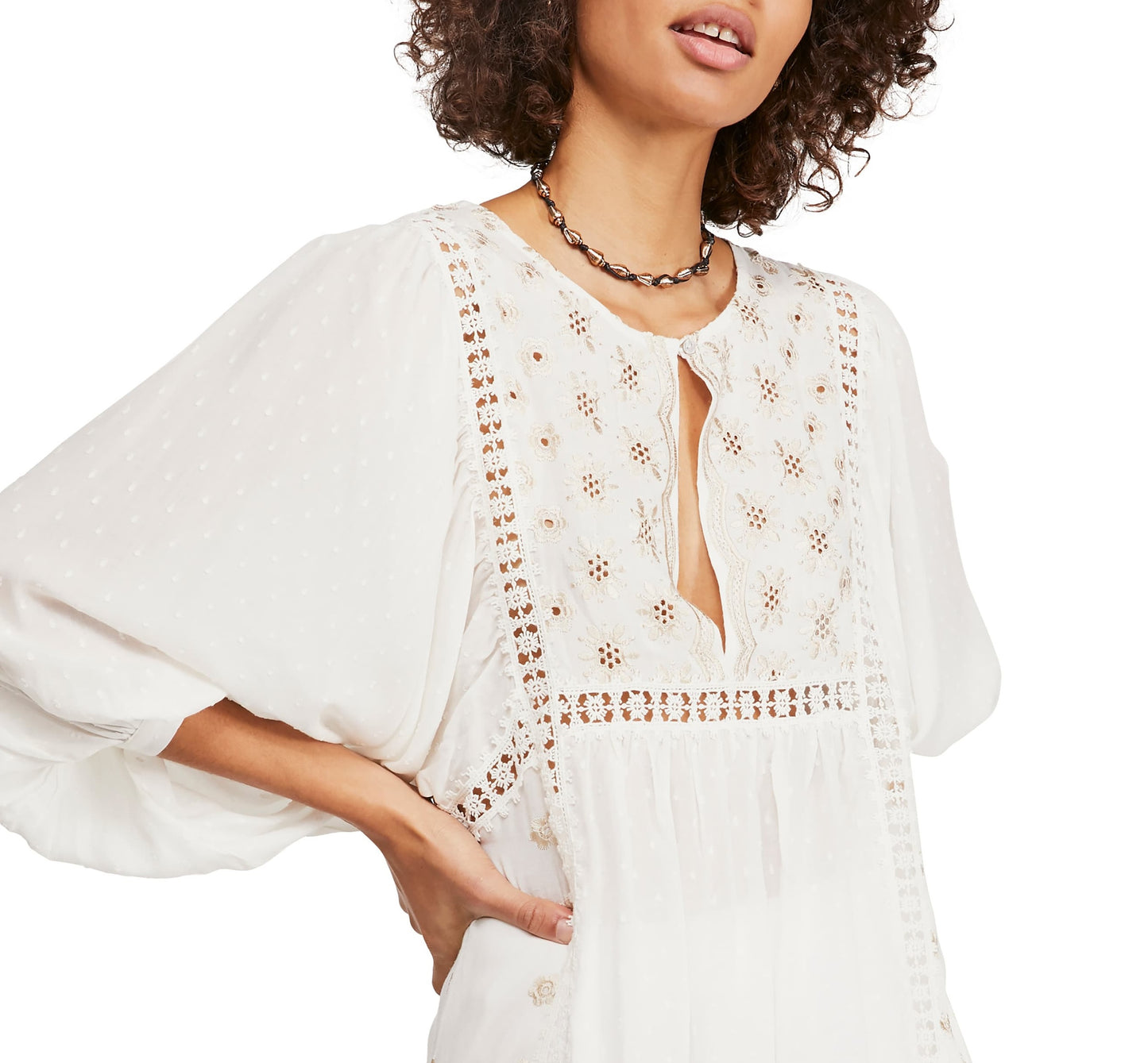 Free People Women's Charlotte Tunic Top White Size Small