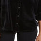 Charter Club Women's Button Front Velvet Top Black Size Petite Medium