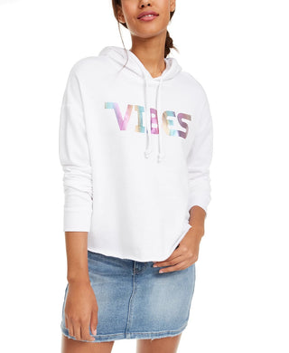 Rebellious One Juniors' Vibes Graphic Hoodie White Size Small