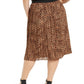 Charter Club Women's Plus Animal Print Mid-Calf Pleated Skirt Beige Size 1X