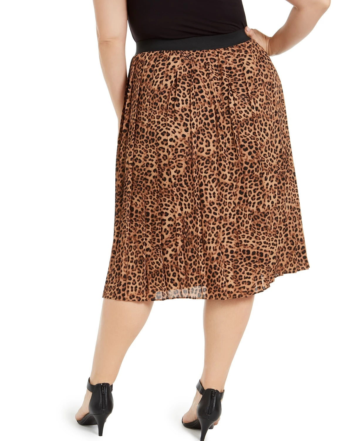 Charter Club Women's Plus Animal Print Mid-Calf Pleated Skirt Beige Size 1X