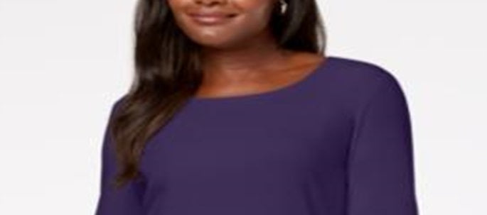 Karen Scott Women's Cotton Scoop Neck Top PurpleSize XX-Large