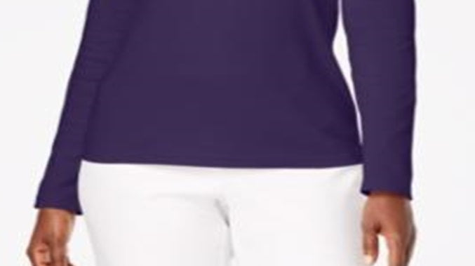 Karen Scott Women's Cotton Scoop Neck Top PurpleSize XX-Large