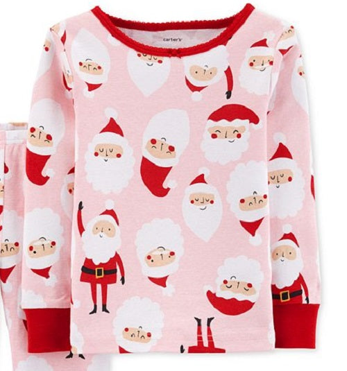 Carter's Girl's Sleep Bottoms Print Santa Pajama Pink Size 5T