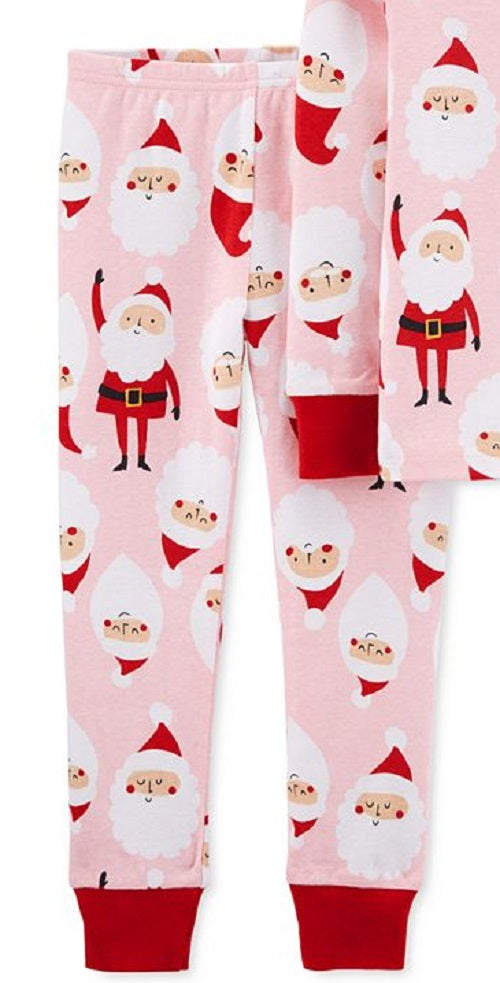 Carter's Girl's Sleep Bottoms Print Santa Pajama Pink Size 5T
