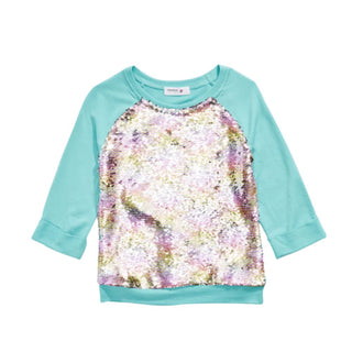 Beautees Big Girl's Flip Rainbow Sequin Top Blue Size X-Large