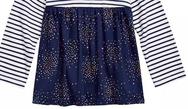 First Impressions Baby Girl's Cotton Long Sleeve Striped Confetti Tunic White Size 3-6 Months