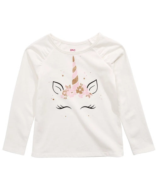 Epic Threads Toddler Girl's Unicorn Horn T-Shirt White Size 3T