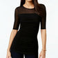 INC International Concepts Women's llusion Top Black Size Petite Small