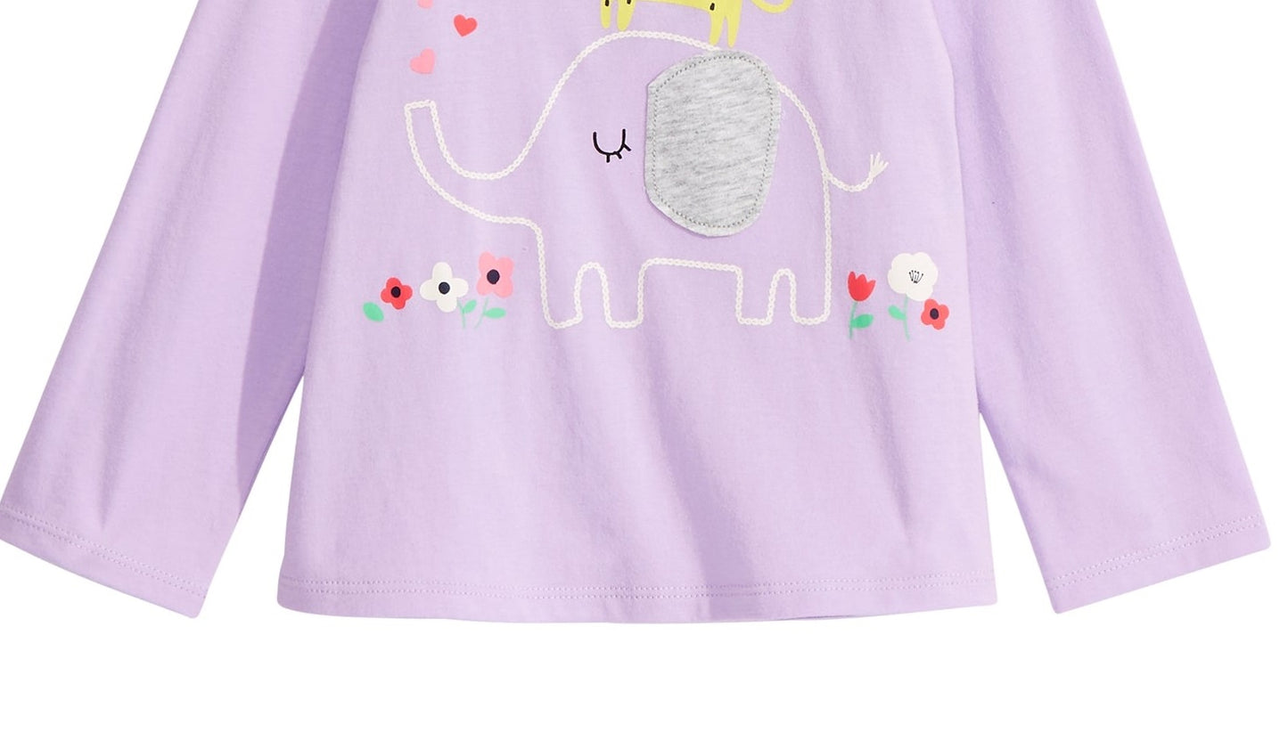 First Impressions Infant Girl's Long Sleeve Elephant T-Shirt Purple Size 3-6MOS